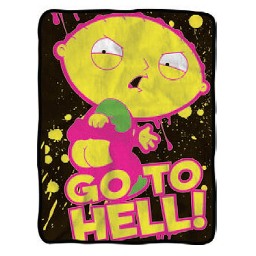 Family Guy Stewie Mooning Go to Hell Fleece Throw Blanket